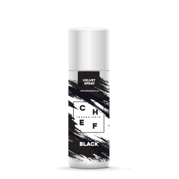 VELVET SPRAY BLACK 250 ml - Chef ingredients. Zamsz w sprayu spożywczy, czarny barwnik do dekoracji pralin itp